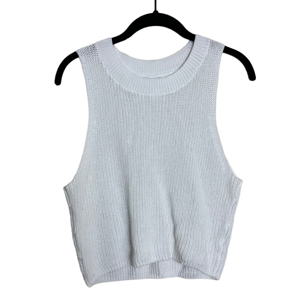 Reformation cropped linen blend halter sweater